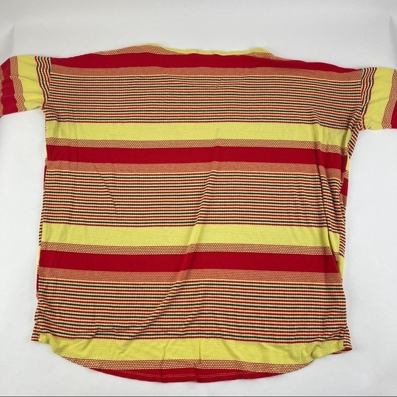 Lularoe Tshirt Womens Medium Yellow Red Striped Short Sleeve - Picture 8 of 8